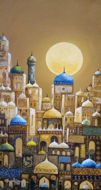 Javed Qamar, 12 x 24 inch, Acrylic on Canvas, Calligraphy Painting, AC-JQ-258